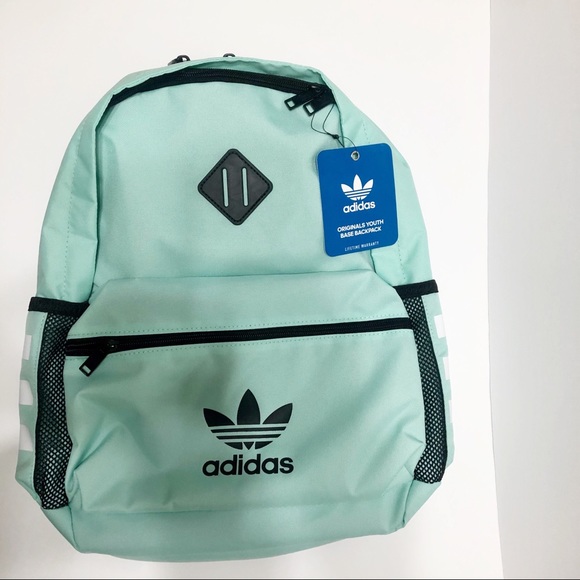 NEW Adidas Backpack Mint Green Black Three Stripes - Picture 2 of 8